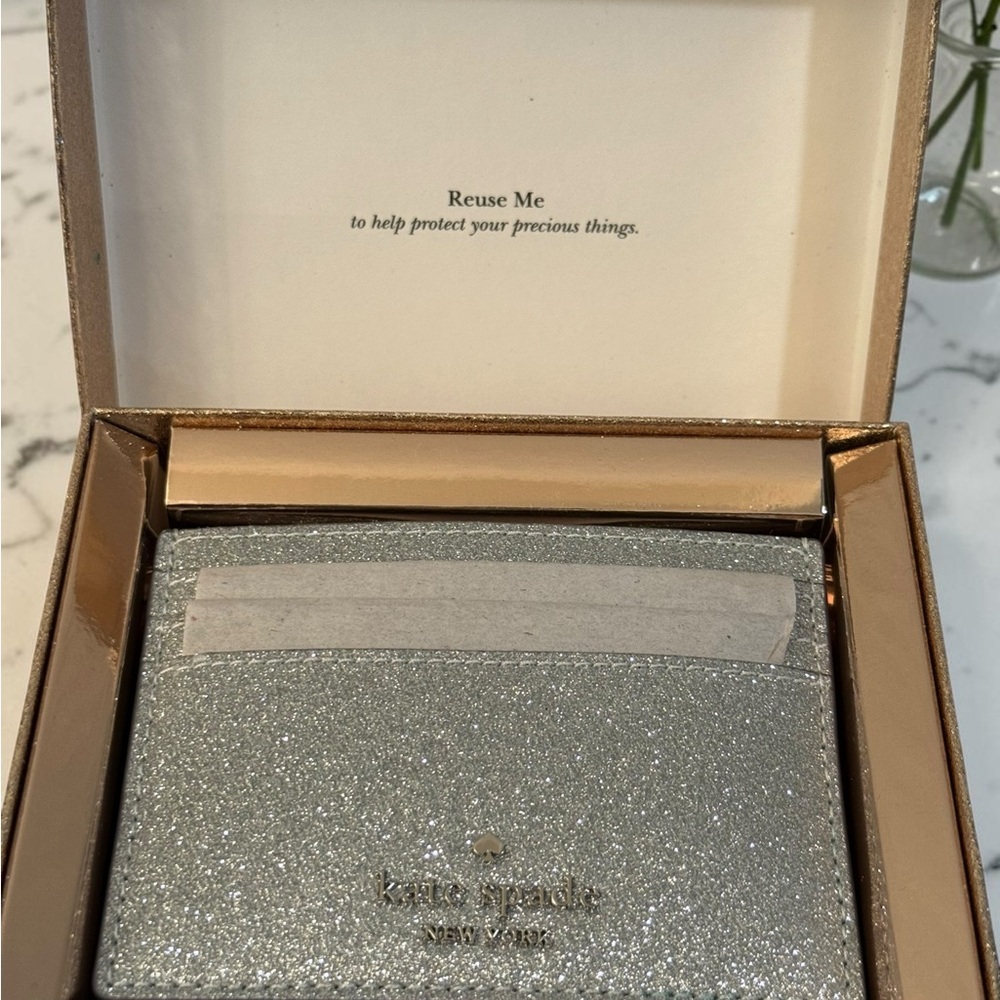 Kate Spade Silver Glitter Cardholder (Lunar Light) NWT